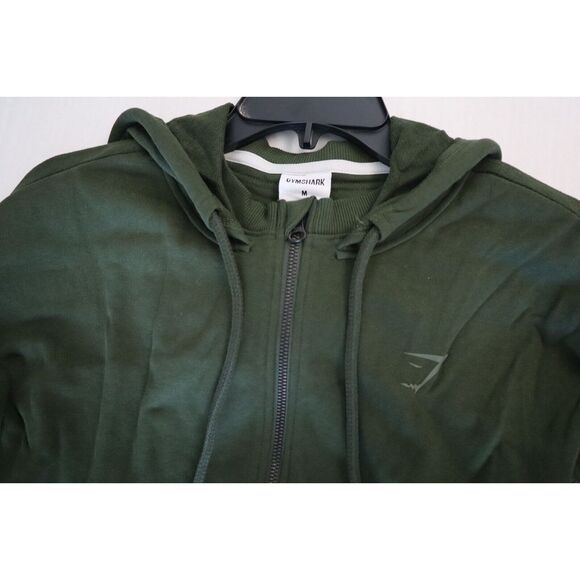 Gymshark B3A9X-EBRM Women Sz M Moss Olive Green GS Power Cropped Zip Hoodie - Picture 3 of 9